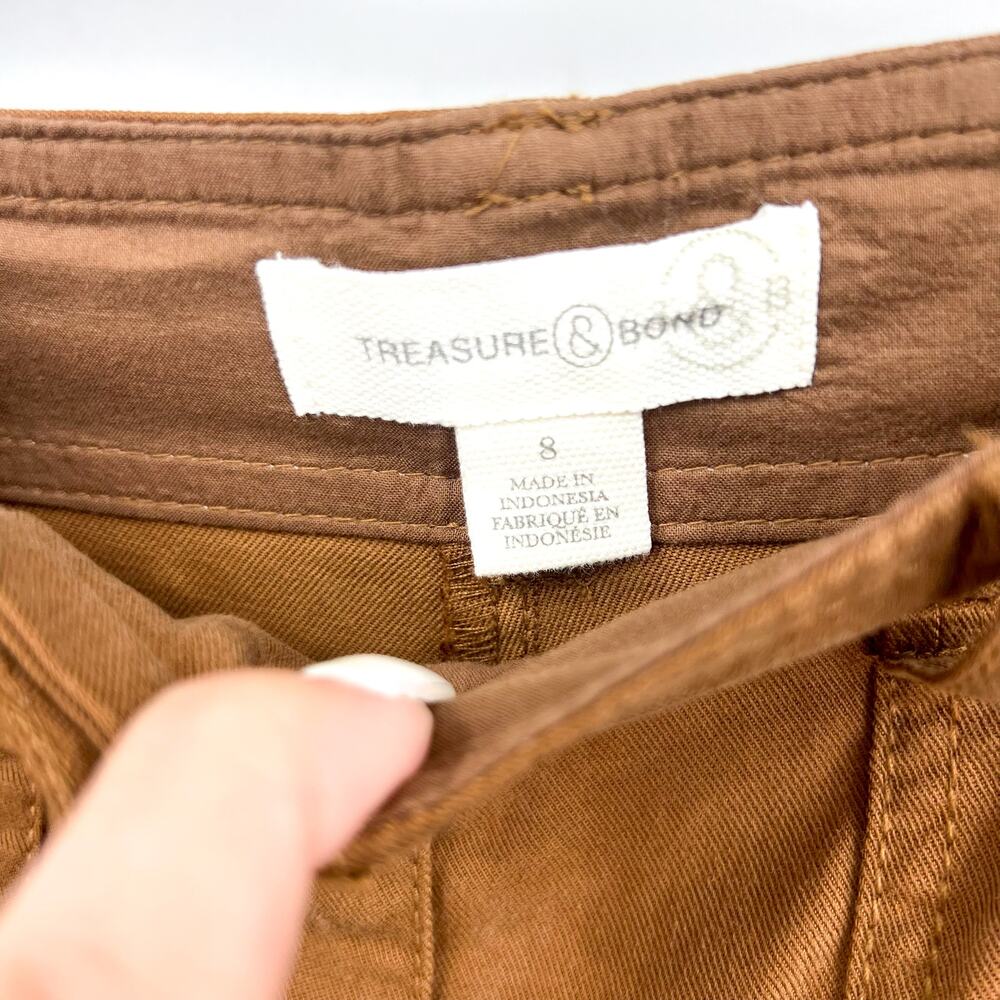 TREASURE AND BOND Womens Utility Casual Pants Size 8 Brown Cotton Blend NWT - Picture 7 of 10